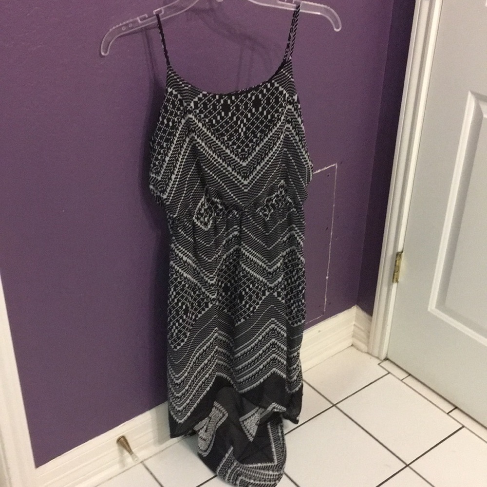 Black and white tribal patterned high-low